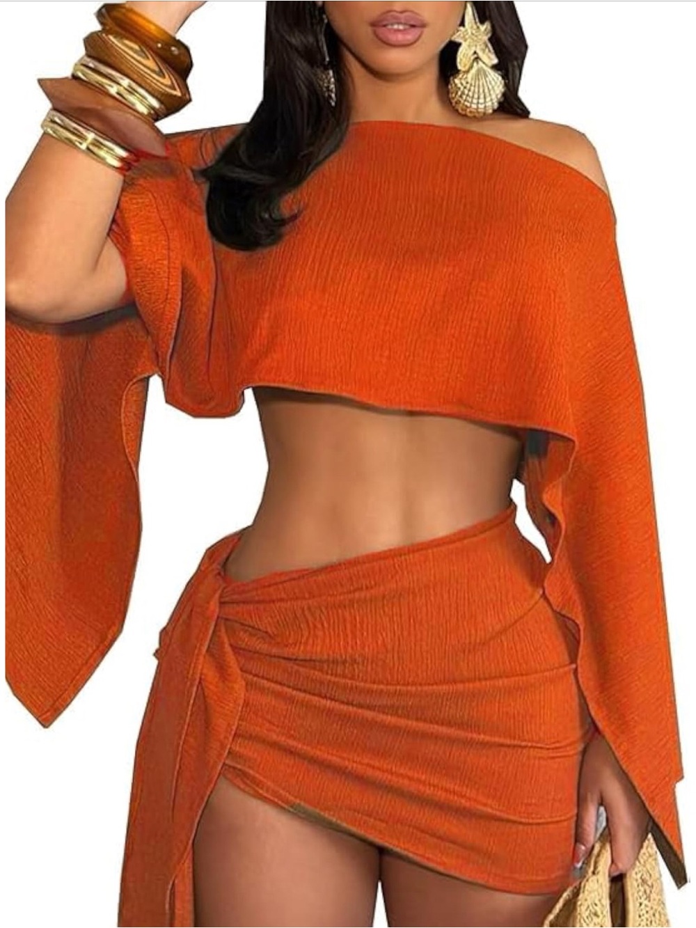 Bold Orange Wrap Mini Skirt — Women’s Summer Skirt
